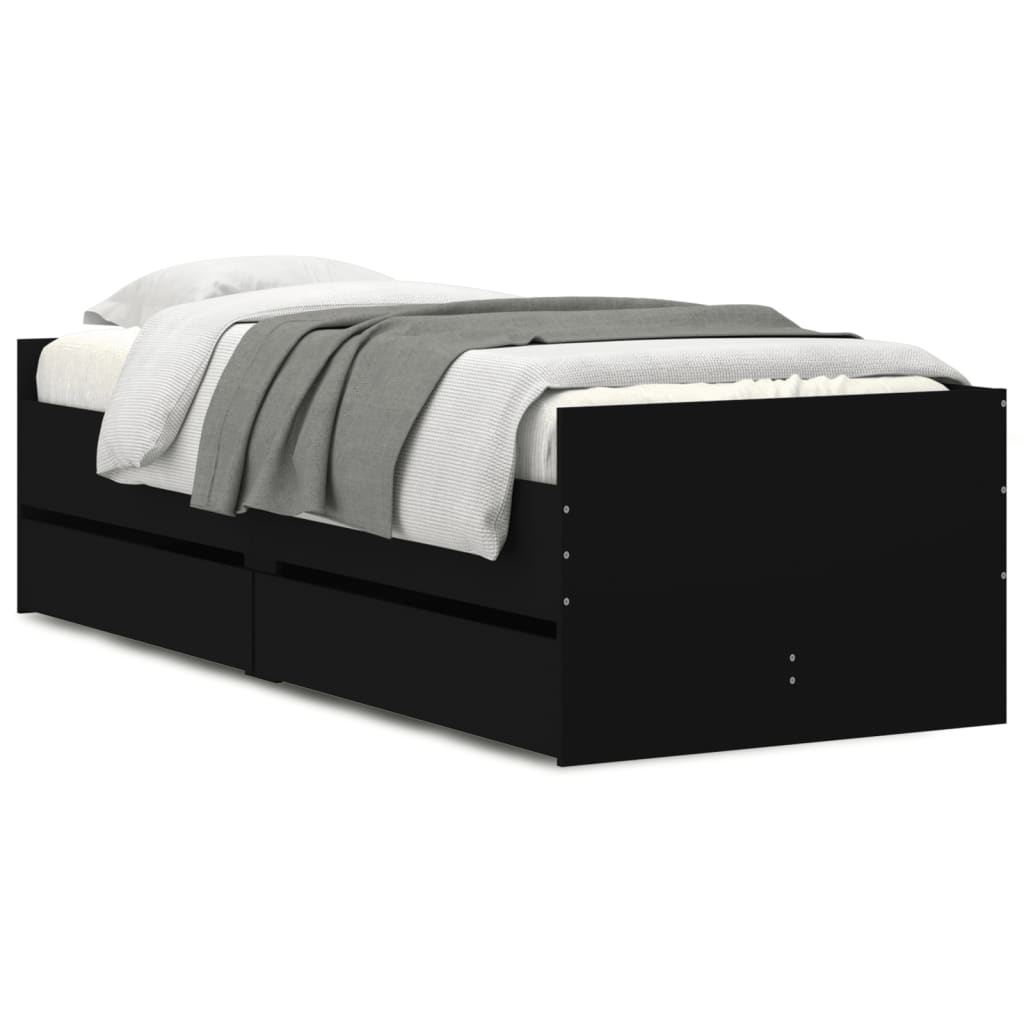 Giroletto Nero con Cassetti 75x190 cm Small Single | homemem39