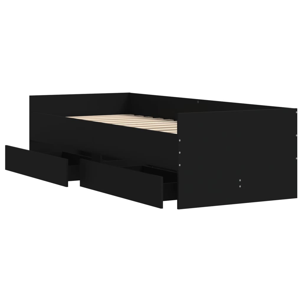 Giroletto Nero con Cassetti 75x190 cm Small Single | homemem39