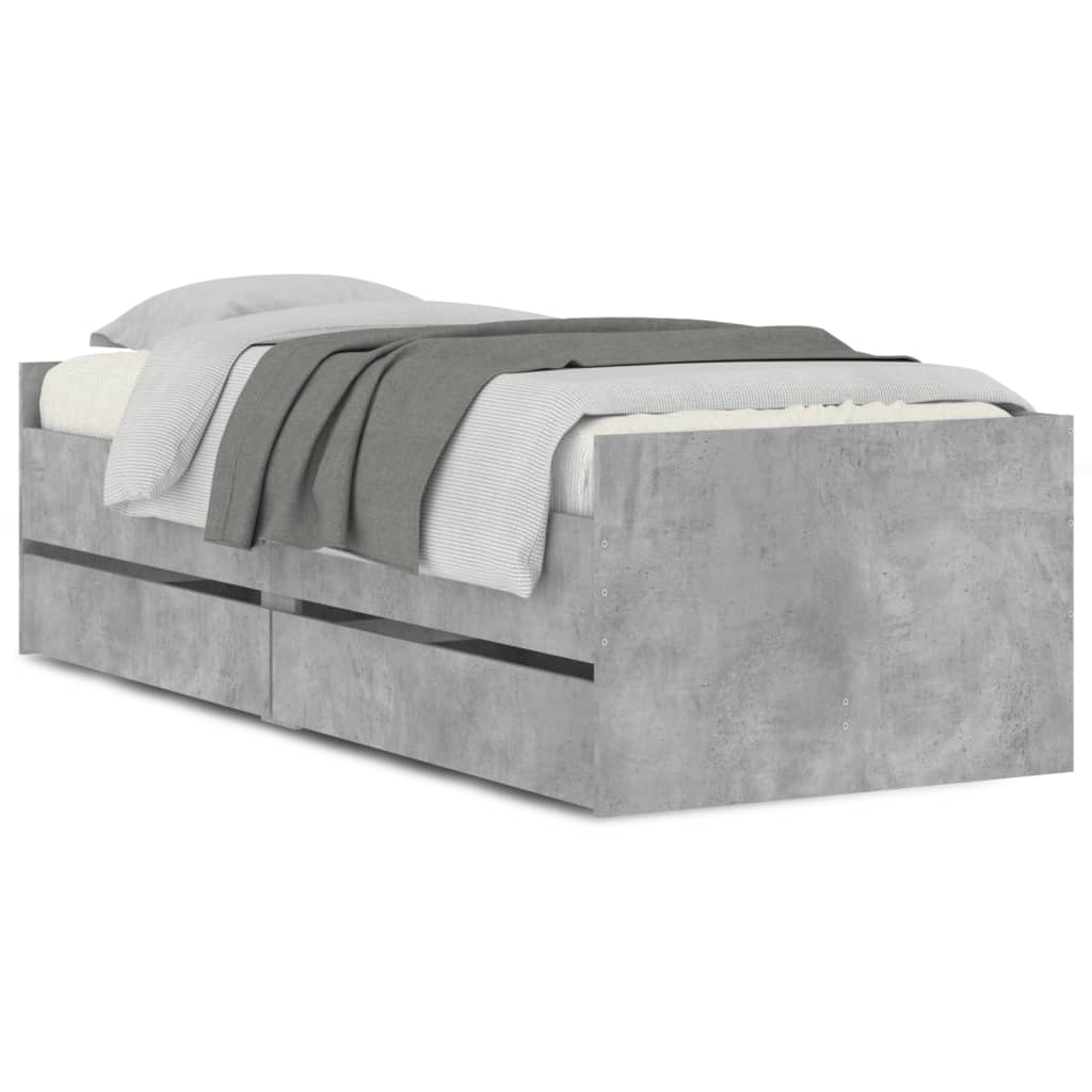 Giroletto con Cassetti Grigio Cemento 75x190 cm Small Single | homemem39