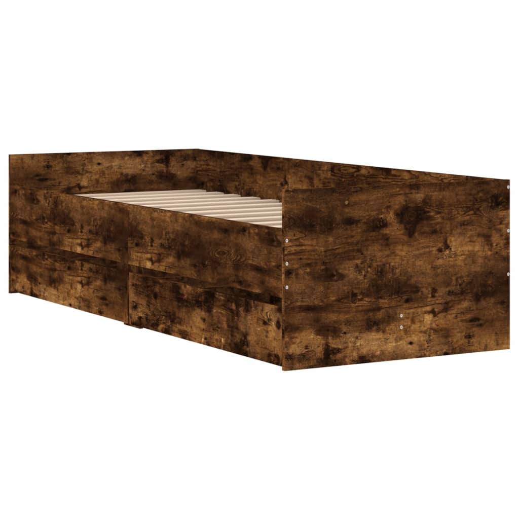 Giroletto con Cassetti Rovere Fumo 75x190 cm Small Single | homemem39