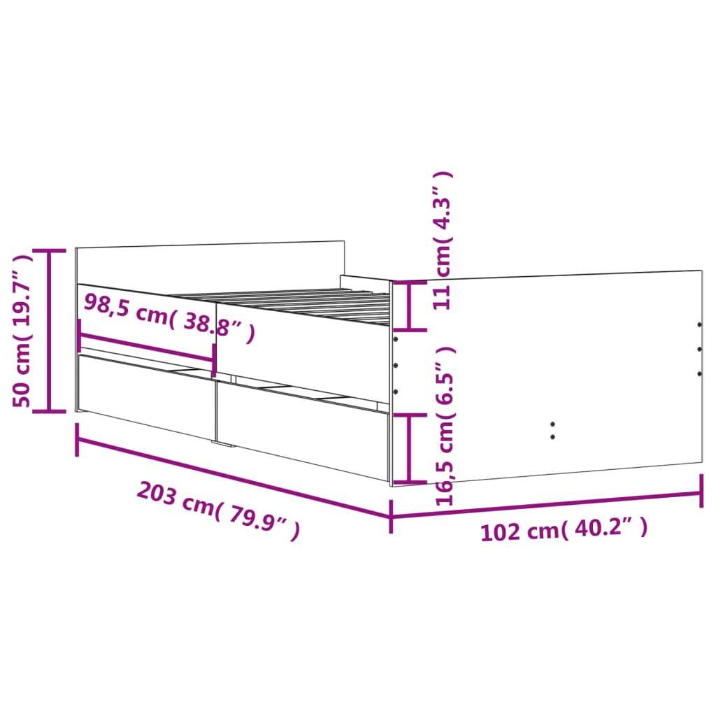 Giroletto con Cassetti Bianco 100x200 cm | homemem39