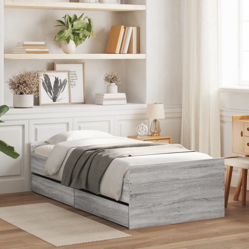 Giroletto con Cassetti Grigio Sonoma 90x190 cm | homemem39