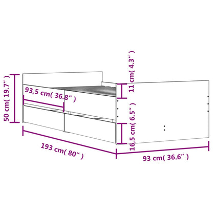 Giroletto con Cassetti Rovere Marrone 90x190 cm | homemem39