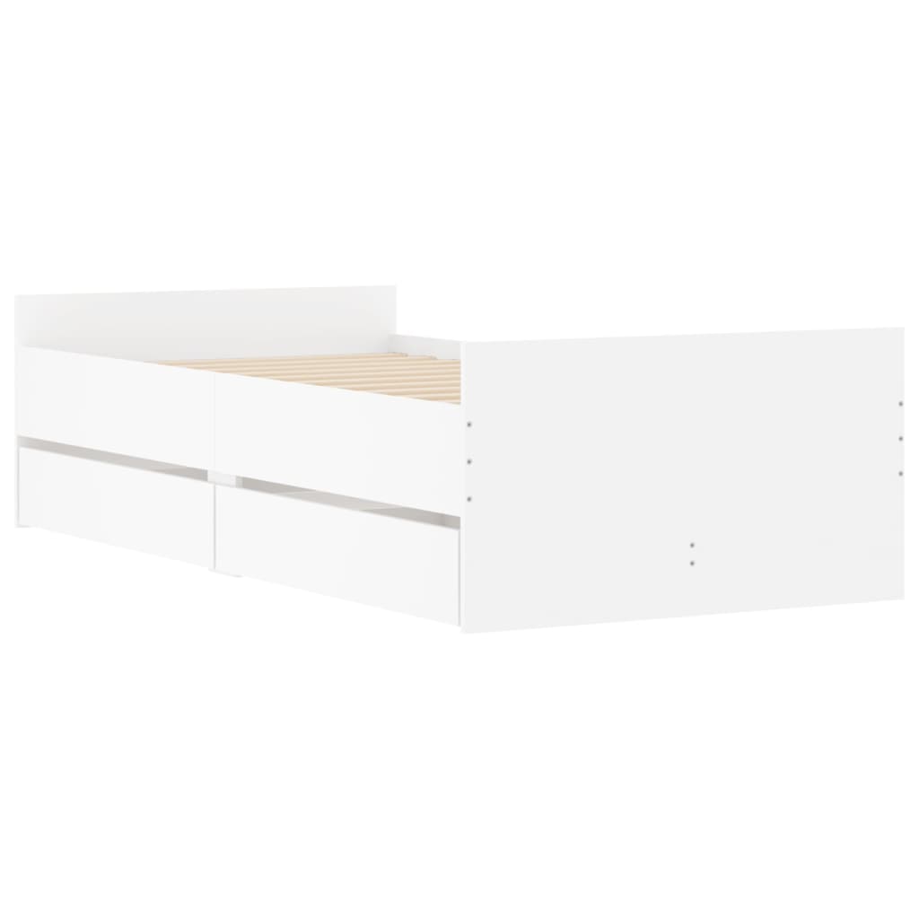 White bed frame with drawers 75x190 cm Small Single