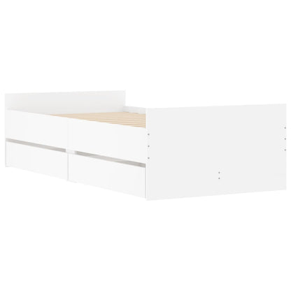 White bed frame with drawers 75x190 cm Small Single