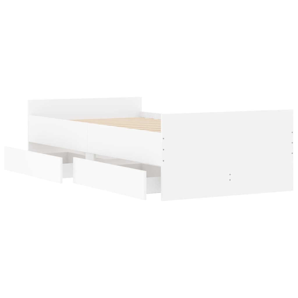 White bed frame with drawers 75x190 cm Small Single