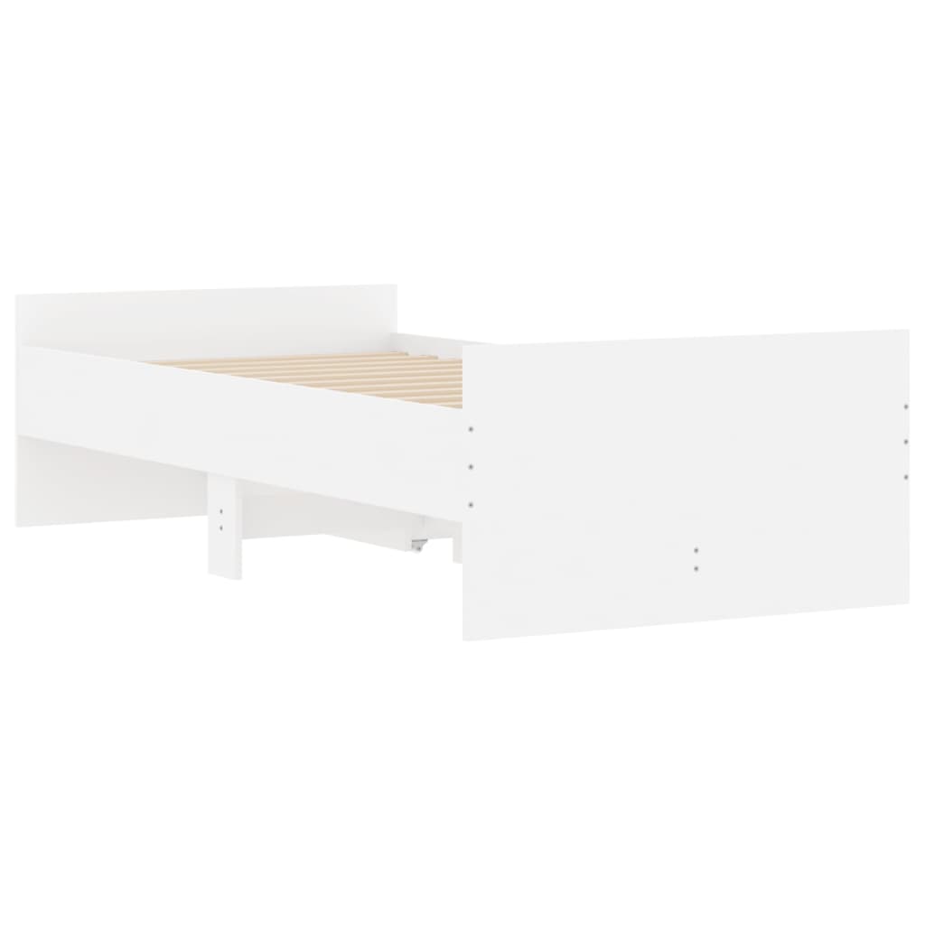 White bed frame with drawers 75x190 cm Small Single