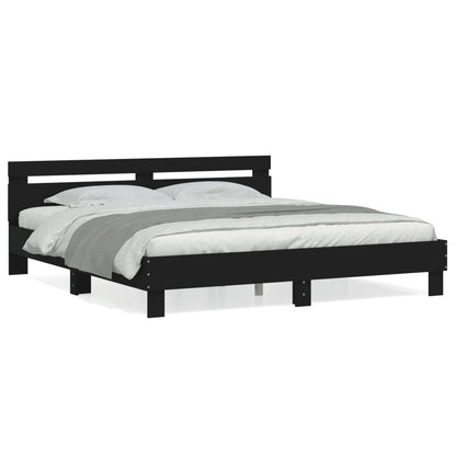 Giroletto con Testiera Nero 200x200 cm in Legno Multistrato | homemem39