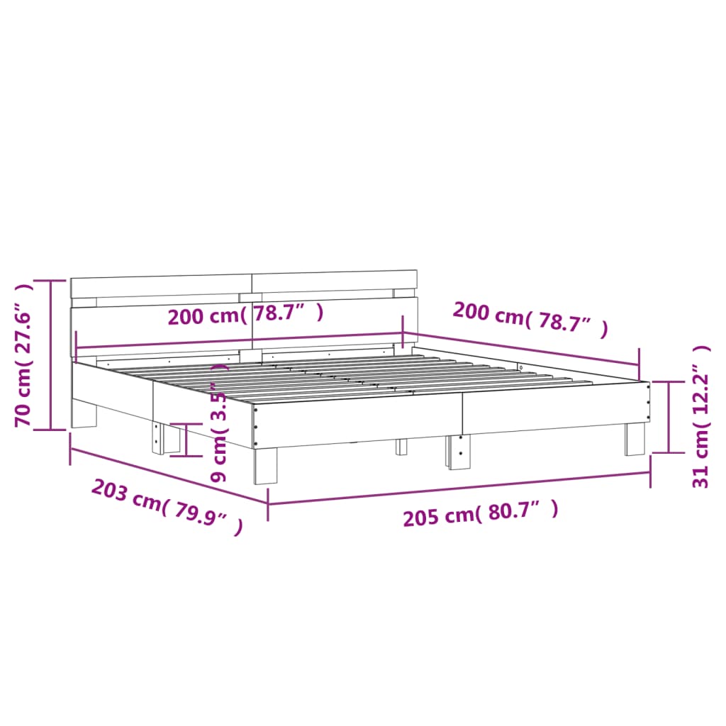 Giroletto Testiera Grigio Cemento 200x200 cm Legno Multistrato | homemem39