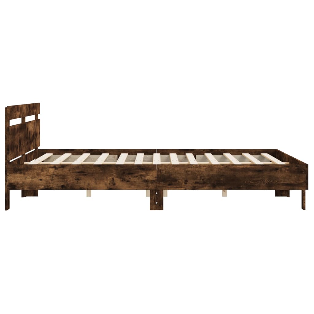 Bed frame with smoked oak headboard 180x200 cm plywood