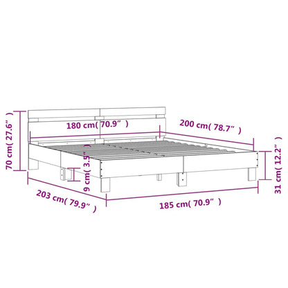 Bed frame with smoked oak headboard 180x200 cm plywood