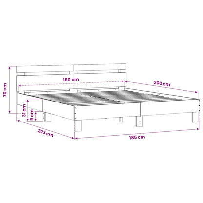 Giroletto con Testiera Rovere Fumo 180x200 cm Legno Multistrato