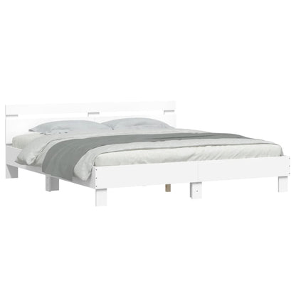Giroletto con Testiera Bianco 160x200 cm in Legno Multistrato | homemem39