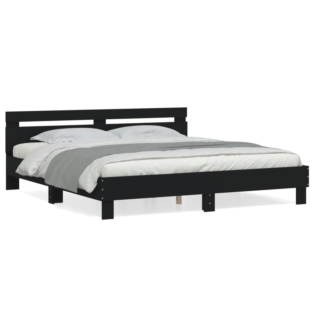 Giroletto con Testiera Nero 160x200 cm in Legno Multistrato | homemem39