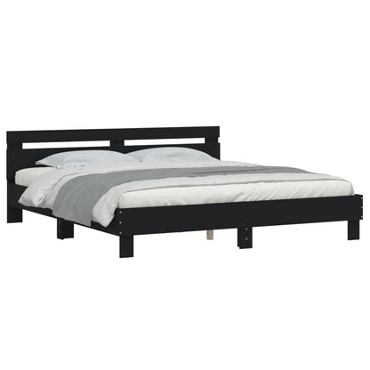 Giroletto con Testiera Nero 160x200 cm in Legno Multistrato | homemem39