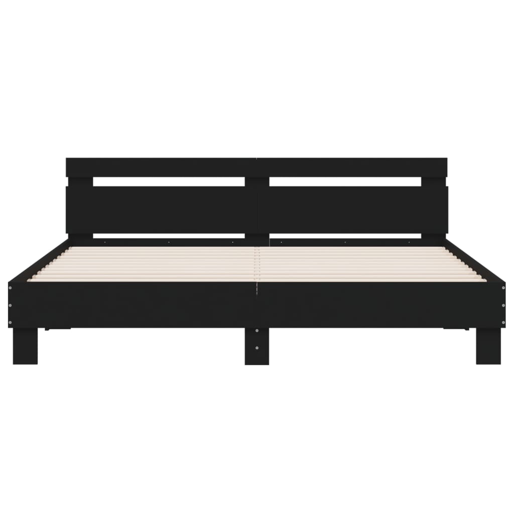 Giroletto con Testiera Nero 160x200 cm in Legno Multistrato | homemem39
