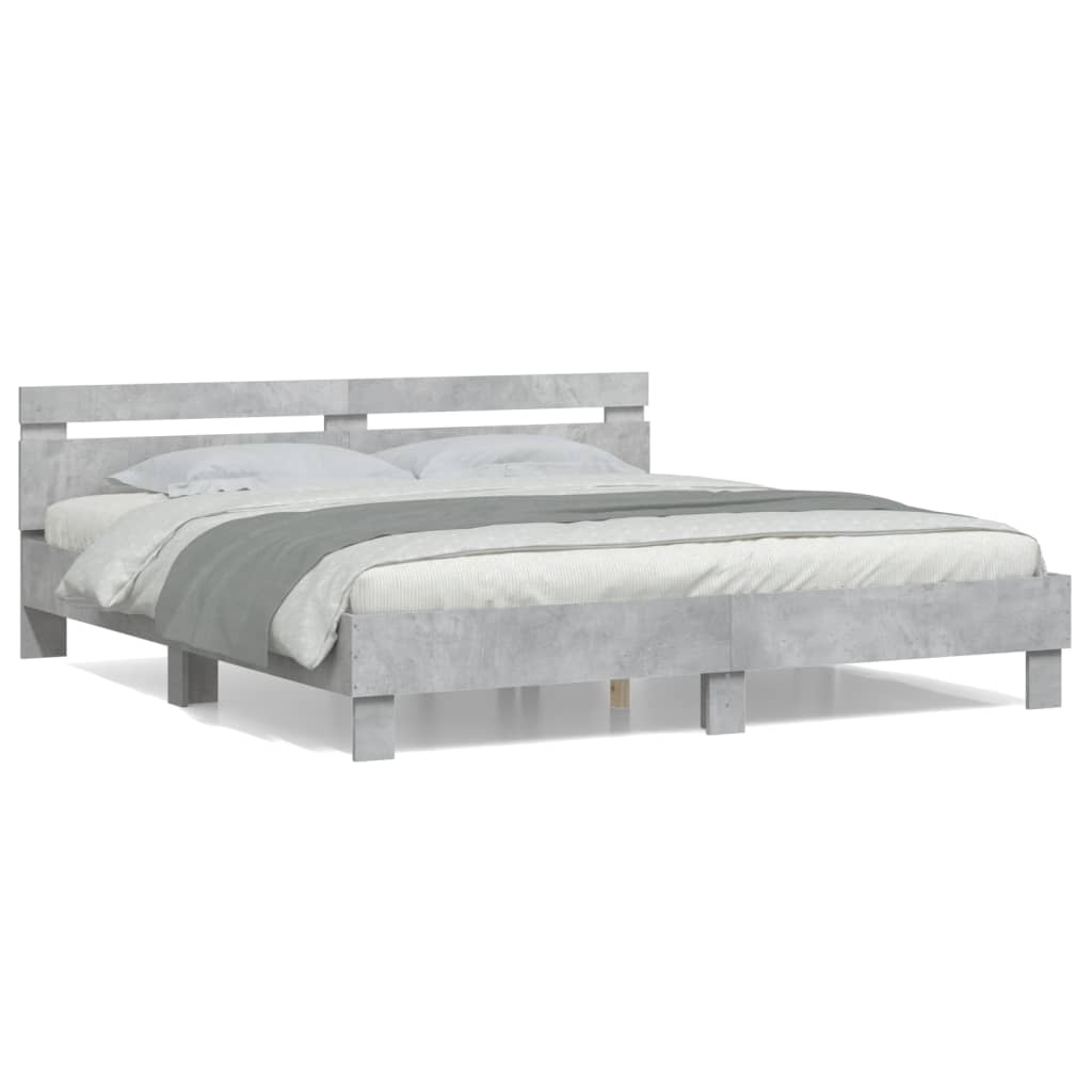 Giroletto Testiera Grigio Cemento 160x200 cm Legno Multistrato | homemem39
