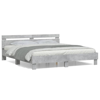Giroletto Testiera Grigio Cemento 160x200 cm Legno Multistrato | homemem39