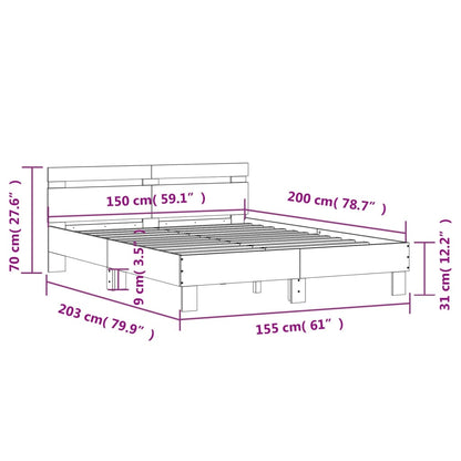 Giroletto con Testiera Bianco 150x200 cm in Legno Multistrato