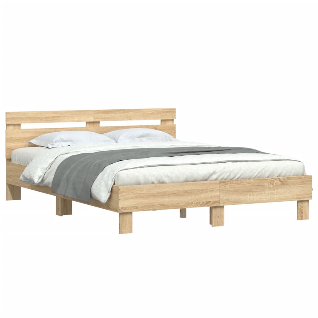 Sonoma Oak Headboard Bed Frame 150x200 cm Plywood