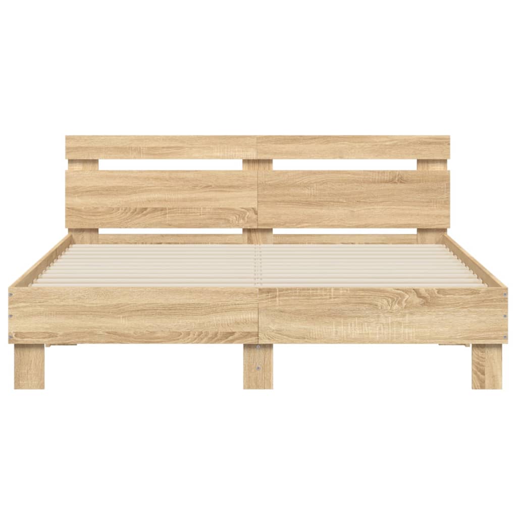 Sonoma Oak Headboard Bed Frame 150x200 cm Plywood