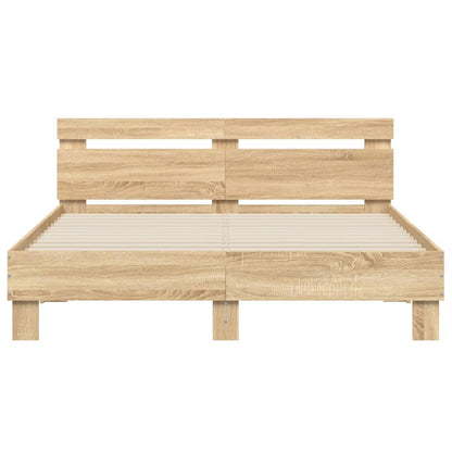 Sonoma Oak Headboard Bed Frame 150x200 cm Plywood