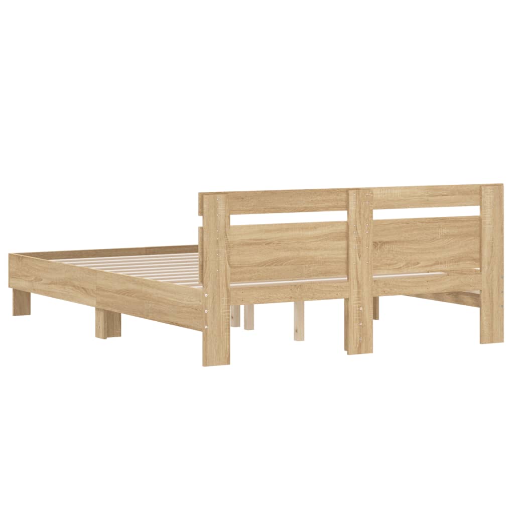 Sonoma Oak Headboard Bed Frame 150x200 cm Plywood