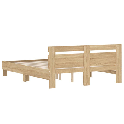 Sonoma Oak Headboard Bed Frame 150x200 cm Plywood