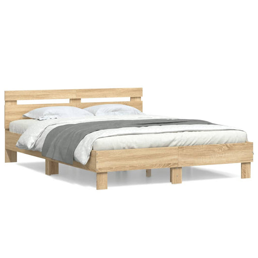 Sonoma Oak Headboard Bed Frame 150x200 cm Plywood