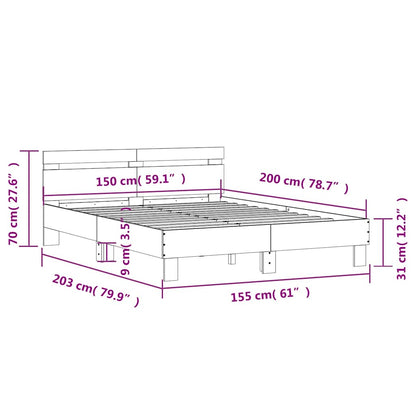 Giroletto con Testiera Rovere Fumo 150x200 cm Legno Multistrato