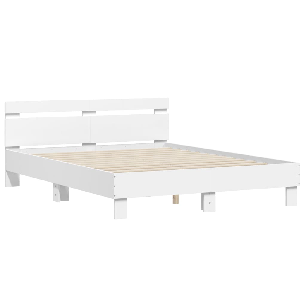 Bed frame with white headboard 140x200 cm in multilayer wood