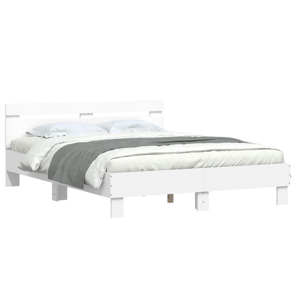 Bed frame with white headboard 140x200 cm in multilayer wood