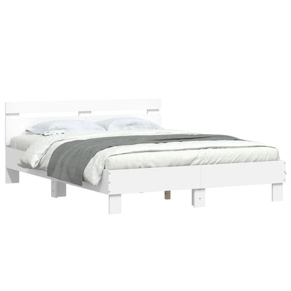 Bed frame with white headboard 140x200 cm in multilayer wood