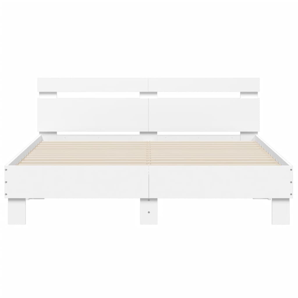 Bed frame with white headboard 140x200 cm in multilayer wood