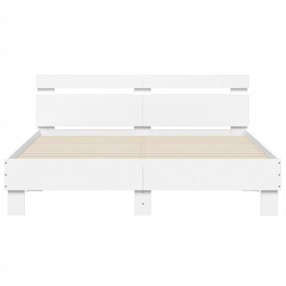 Bed frame with white headboard 140x200 cm in multilayer wood