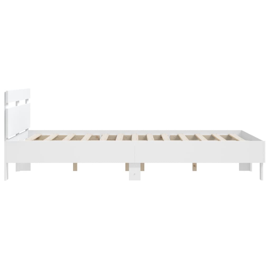 Bed frame with white headboard 140x200 cm in multilayer wood