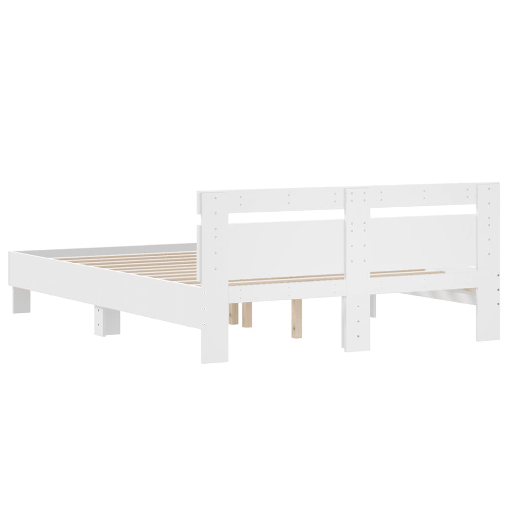 Bed frame with white headboard 140x200 cm in multilayer wood