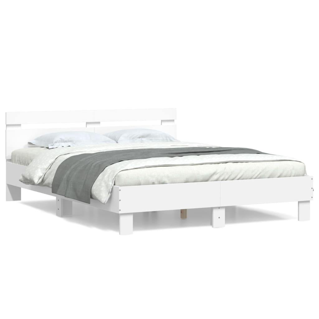 Bed frame with white headboard 140x200 cm in multilayer wood