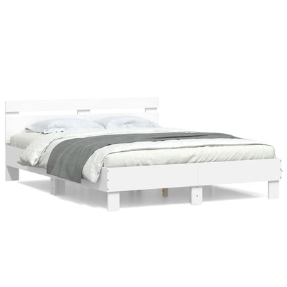 Bed frame with white headboard 140x200 cm in multilayer wood