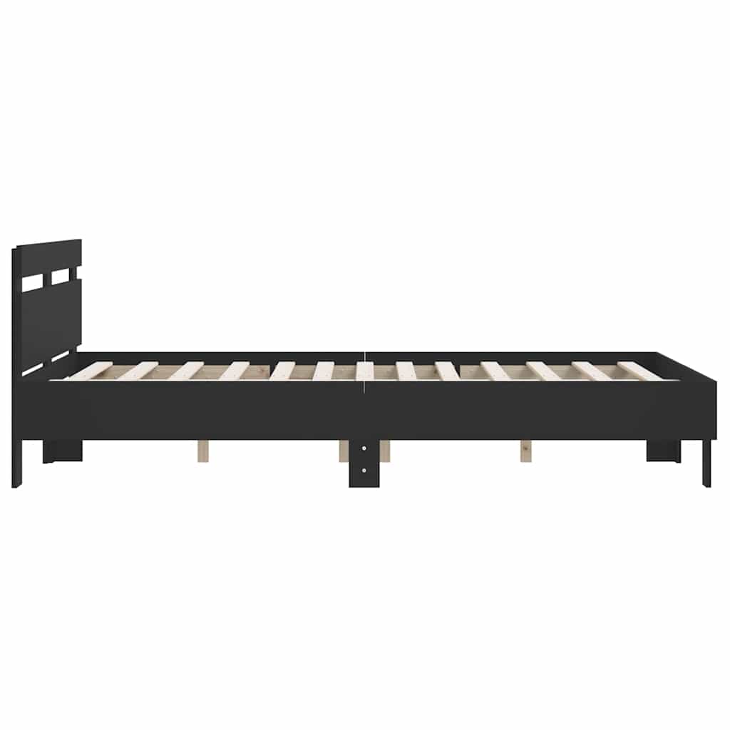 Giroletto con Testiera Nero 140x200 cm in Legno Multistrato