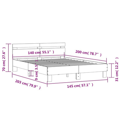 Giroletto Testiera Grigio Cemento 140x200 cm Legno Multistrato