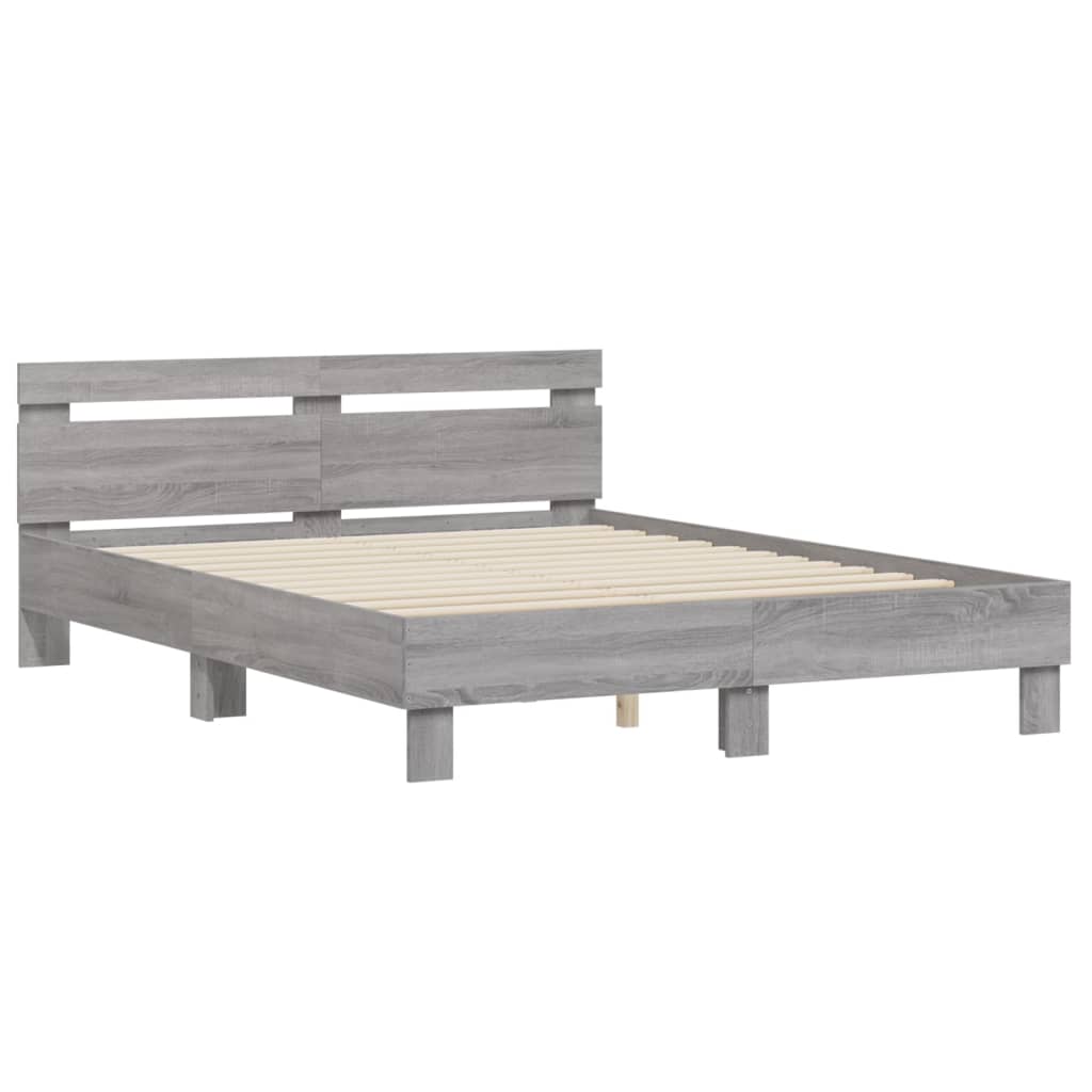 Sonoma Gray Headboard Bed Frame 140x200 cm Plywood