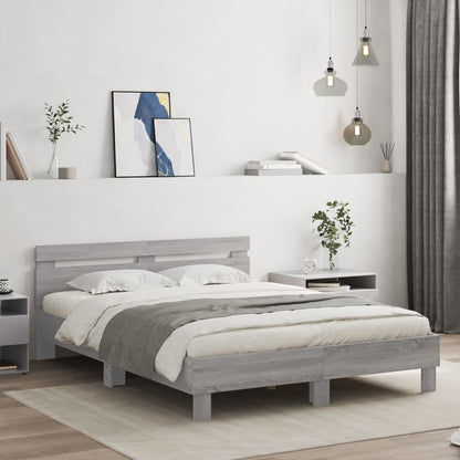 Sonoma Gray Headboard Bed Frame 140x200 cm Plywood