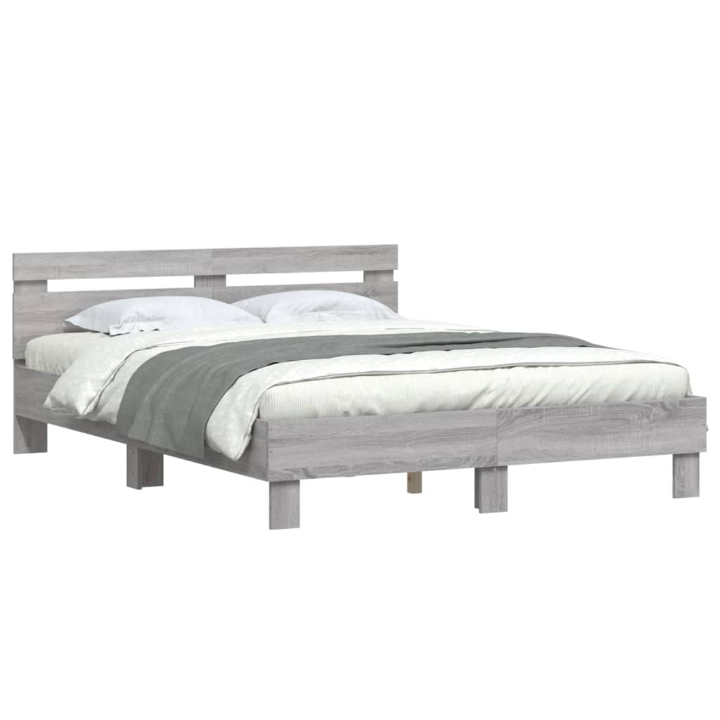 Sonoma Gray Headboard Bed Frame 140x200 cm Plywood