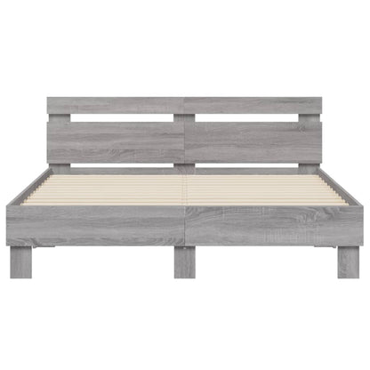 Sonoma Gray Headboard Bed Frame 140x200 cm Plywood