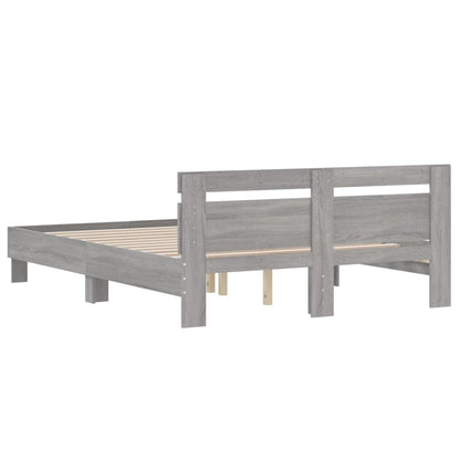 Sonoma Gray Headboard Bed Frame 140x200 cm Plywood