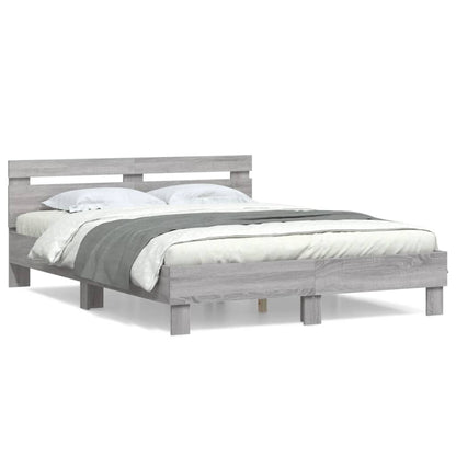 Sonoma Gray Headboard Bed Frame 140x200 cm Plywood