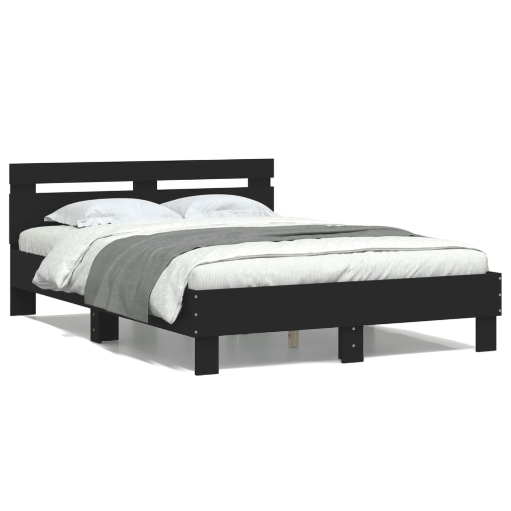 Giroletto con Testiera Nero 120x200 cm in Legno Multistrato | homemem39
