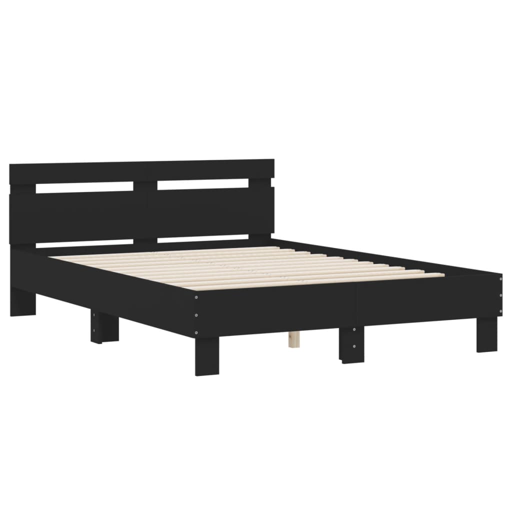 Giroletto con Testiera Nero 120x200 cm in Legno Multistrato | homemem39