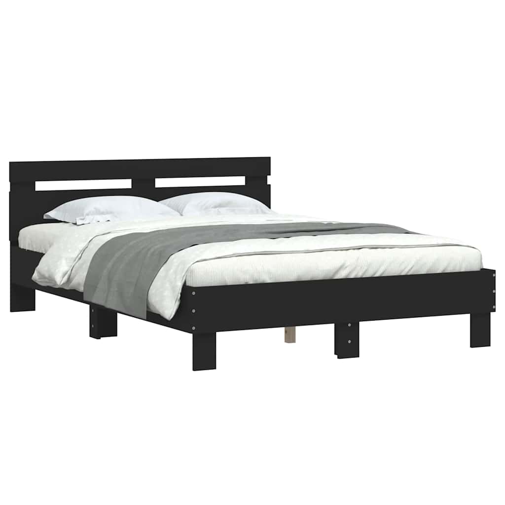 Giroletto con Testiera Nero 120x200 cm in Legno Multistrato | homemem39